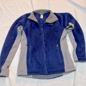 Blue and Grey Vintage Women’s Patagonia R Fleece Jacket